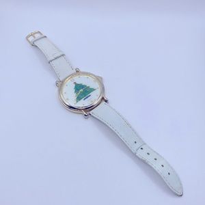 Working! Servon Christmas Tree Watch Genuine Leather Band